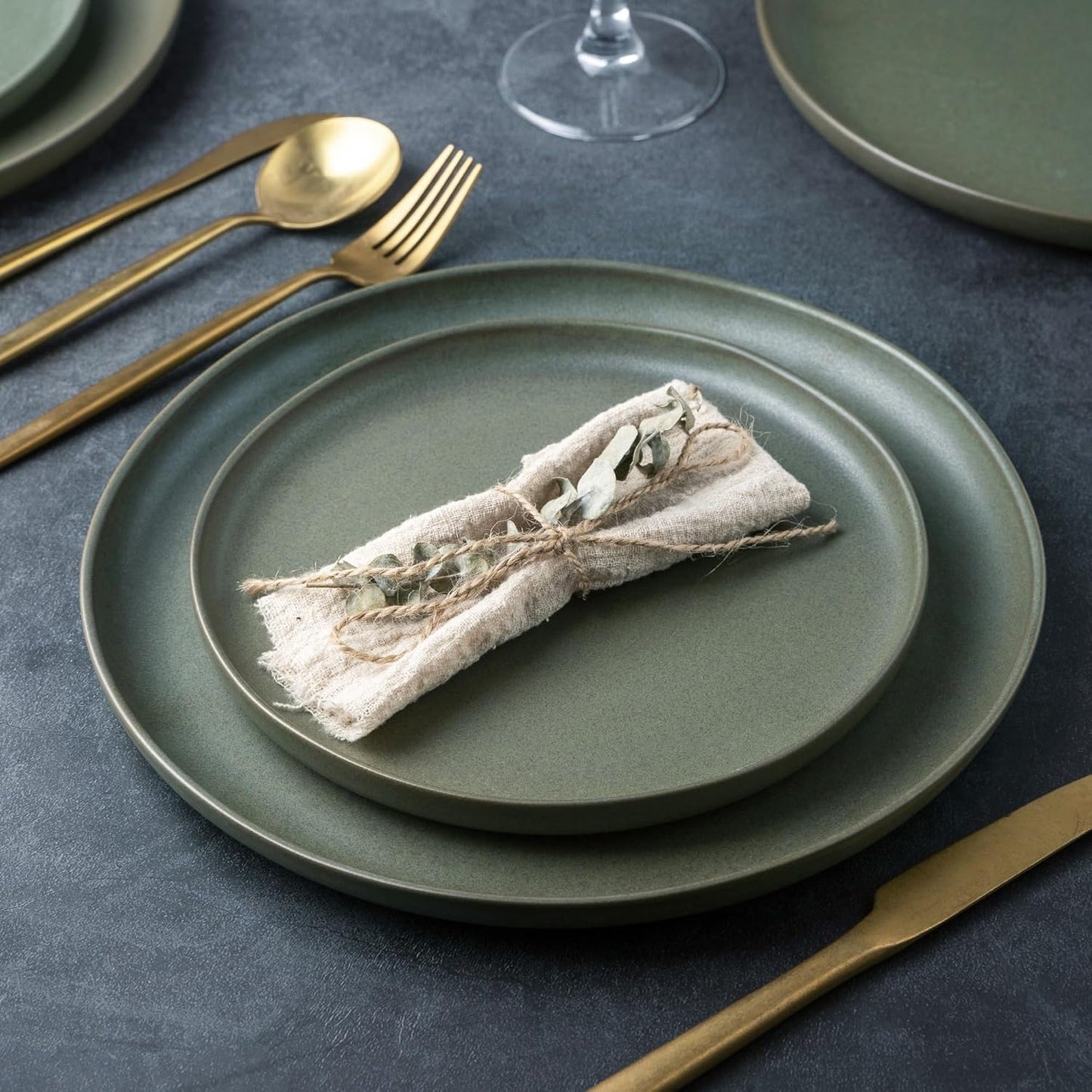 AmorArc Dinnerware Sets, Wavy Rim Plates and Bowls Sets,Highly Chip and Crack Resistant | Dishwasher & Microwave & Oven Safe Dishes set, Service for 8 (24pc)