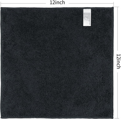 Orighty Washcloths Bulk Towels Set 50 Pack, Highly Absorbent and Super Soft Microfiber Fingertip Towels, Multi-Purpose Wash Cloths for Bathroom, Hotel, Spa, and Gym, 12x12 Inch, Black