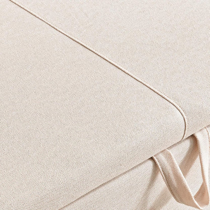 Furniliving Storage Ottoman Bench for Bedroom, Upholstered End of Bed Bench with Solid Wood Legs Modern Shoe Storage Bench Indoor Bench for Living Room Entryway Bench Furniture,Beige, Linen