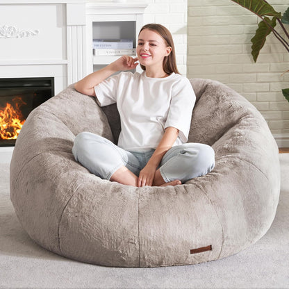 Hobestluk Bean Bag Chairs Large Bean Bag Couch for Adults Stuffed Sofa Chair Comfy Giant Bean Bag Chair with Spacious Design for Reading, Playing or Relaxing (Brown)