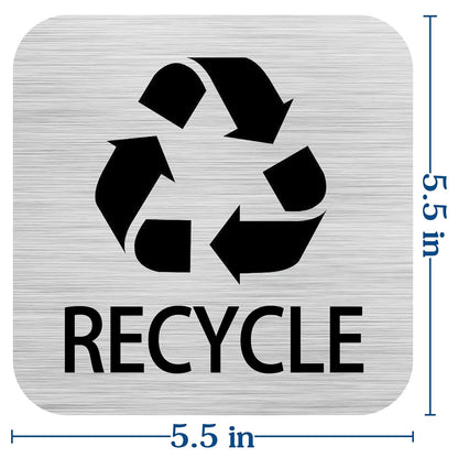 Recycle and Trash Magnets Sticker for Recycling Bins and Kitchen Cans, 2 Magnetic Sticker Adhesives for Garbage Containers, Outdoor Waste Bin
