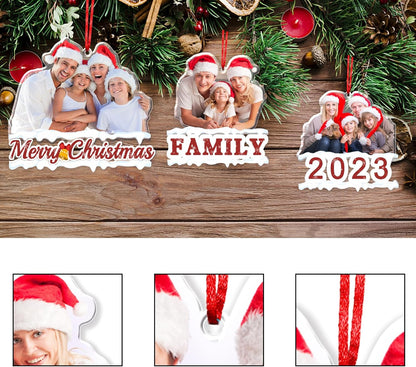 Personalized Photo Ornament Acrylic Custom Christmas Ornaments with Picture Customized Family Christmas Ornament 2023 for Tree Hanging Decoration Gift for Men Women Style 1