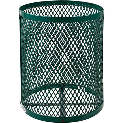 Global Industrial Outdoor Diamond Steel Trash Can with Flat Lid and Plastic Liner, 36 Gallon Capacity, Green, Thermoplastic Coating, 23-1/2" Diameter, 30" H