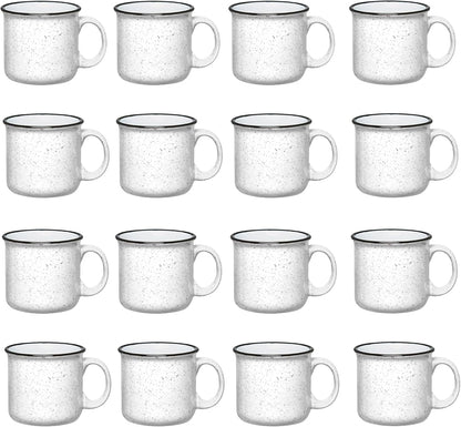 Set of 16 Ceramic Campfire Mugs – 15 Oz, White – Coffee & Tea Cups for Home, Work, Travel, Camping – Customizable, Great for DIY, Events, Companies