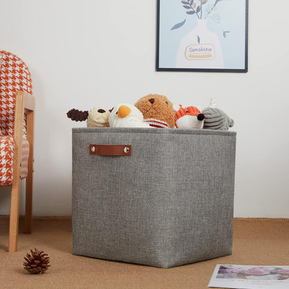 DULLEMELO Cube Storage Boxes,13 inch Fabric Baskets Closet Storage Bins for Home Organization and Storage,Stackale Gift Baskets Empty for Nursery Clothes Toys Kids Storage(Grey)