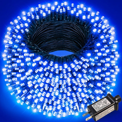 Christmas Lights Outdoor, 262FT 800 LED Christmas String Lights 8 Modes, Green Wire Waterproof Twinkle Tree Light for Indoor House Yard Patio Wedding Holiday Decorations, Blue