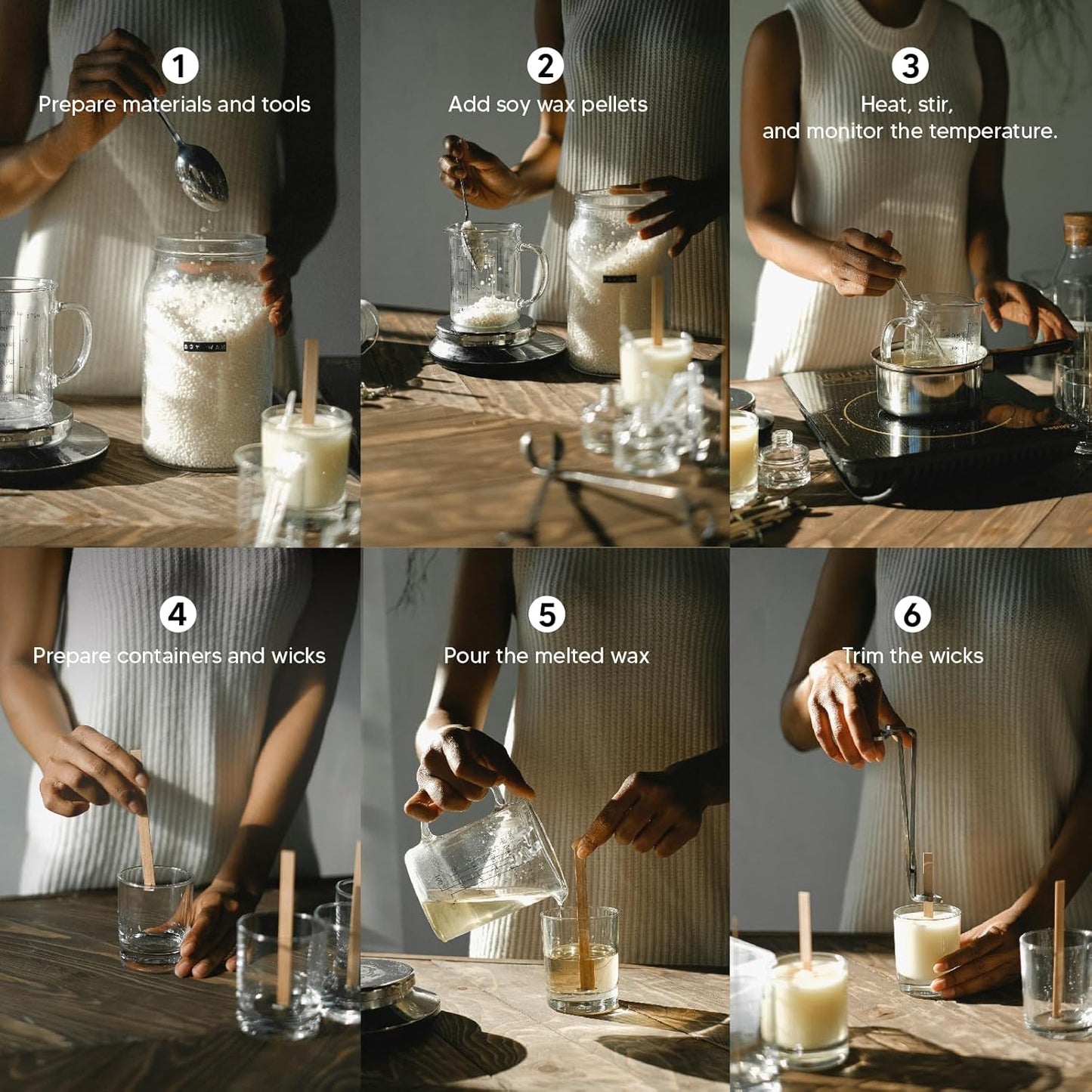 chaoxinge 5 lbs Natural Organic Soy Wax Kit | Additive-Free, Pure & Non-Toxic | Long-Lasting 360-Hour Burn Time | DIY Candle Making Set