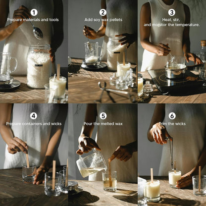 chaoxinge 5 lbs Natural Organic Soy Wax Kit | Additive-Free, Pure & Non-Toxic | Long-Lasting 360-Hour Burn Time | DIY Candle Making Set