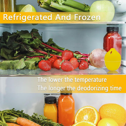 Refrigerator Deodorizer, Fridge Deodorizer More Effective Than Baking Soda, Refrigerator Odor Absorber for Refrigerator Freezer and Freezer Compartments, Natural Gel，(4 Pcs/Lemon Flavor)