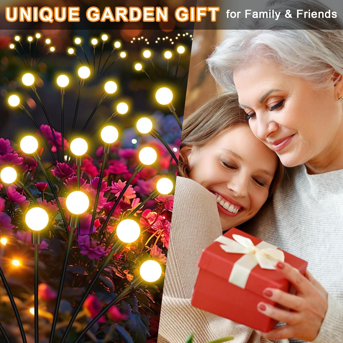 Solar Garden Lights,Solar Firefly Lights,8 Pack 64 Heads Solar Lights Outdoor Decorative,Sway by Wind, High Flexibility Iron Wire & Heavy Bulb Base,Yard Patio Pathway Lawn