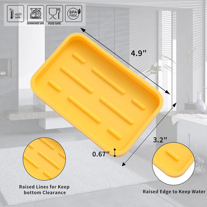 Silicone Kitchen Sink Organizer Tray for Multiple Usage,Easy Clean Sponges Holder for Kitchen Bathroom Counter or Sink,Dish Soap Dispenser,Scrubber,Bottle,Cup Yellow 4.9”x 3.2”