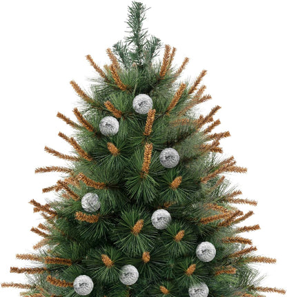 Selena 4.5ft Prelit Artificial Christmas Tree with 373 Branch Tips, 130 Warm Lights and Metal Stand, 33" Wide Realistic Withered Christmas Tree with Lights by Naomi Home
