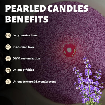 Lavender Scented Purple Pearled Candle 18oz Luxury Sand Candle Granulated Wax - 30 Cotton Wicks - Wax for Candle Making Decorative Candles Smooth and Clean Burning Lasts up to 120 Hours