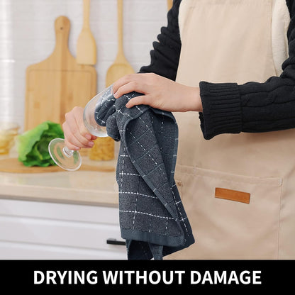 Homaxy 100% Cotton Terry Kitchen Towels(Multiple Colour, 13 x 28 inches), Checkered Designed, Soft and Super Absorbent Dish Towels, 8 Pack