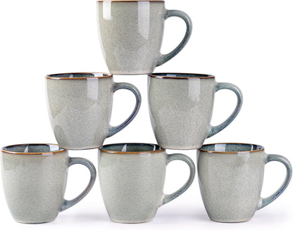 GBHOME Ceramic Coffee Mugs Set of 6, 12oz Stoneware Coffee Mugs Set For Dad Mom Women MEN, Light Weight Coffee Cups for Latte/Tea/Beer/Hot Cocoa, Dishwasher & Microwave Safe