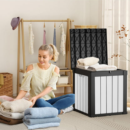 Vixzen 50 Gallon Resin Deck Box, Lockable Outdoor Storage Box for Patio Cushions Storage Furniture,Garden Tools, Pool Supplies, Weatherproof and UV Resistant- Black and White