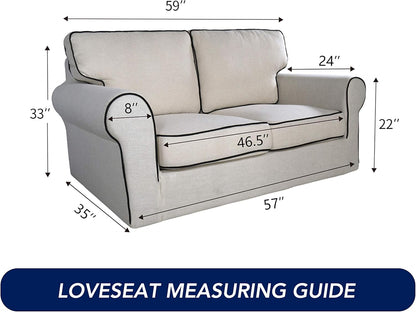 PureFit Reversible Quilted Sofa Cover, Water Resistant Medium Slipcover Furniture Protector, Washable Couch Cover with Non Slip Foam and Elastic Straps for Kids, Dogs, Pets (Loveseat, Blue/Ivory)