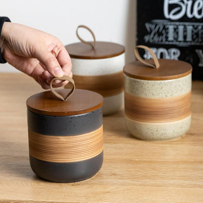 Spice Jars with Lid, Coffee Container Kitchen Food Storage Jars for Spice Sugar Tea Bag, Stackable Decorative Jars for Countertop, Black & 37oz