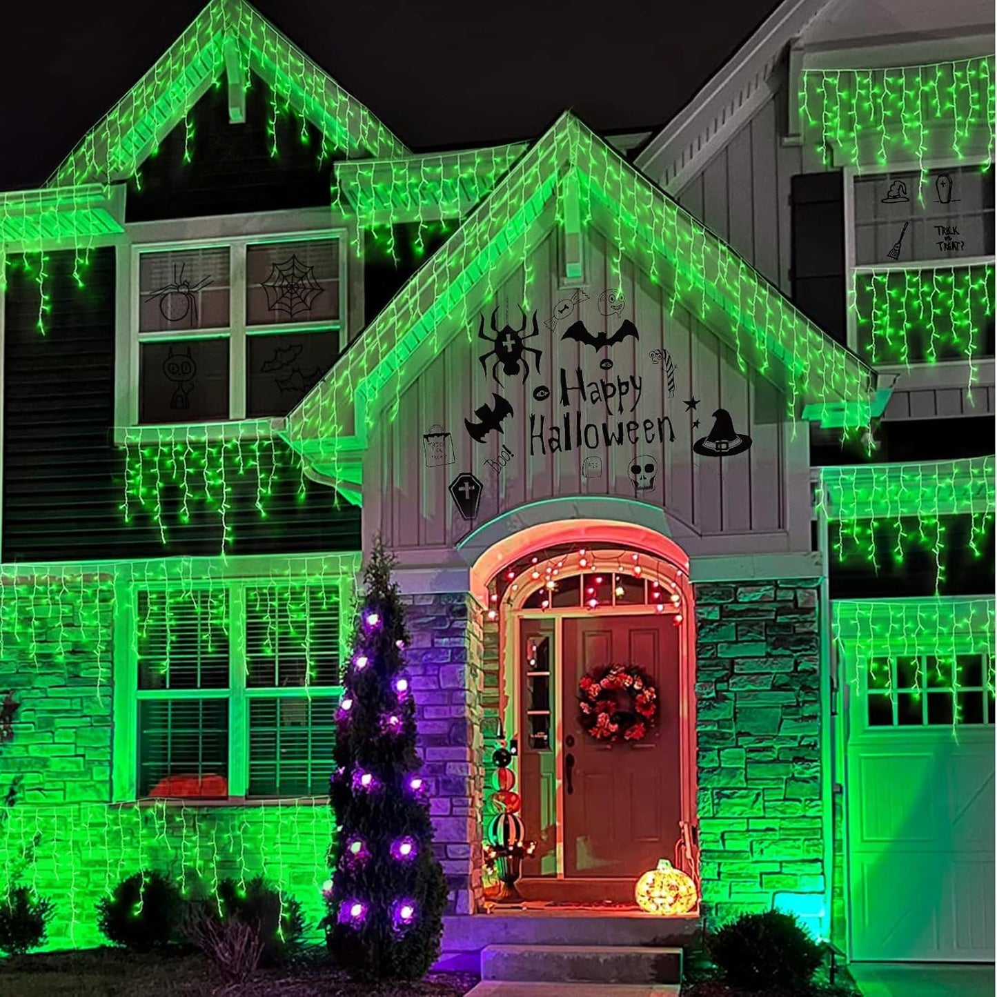 YEGUO 66ft 800 LED Green Icicle Lights Outdoor Waterproof, 160 Drops Icicle Christmas Light Connectable, 8 Modes Icicle String Lights with Memory Timer