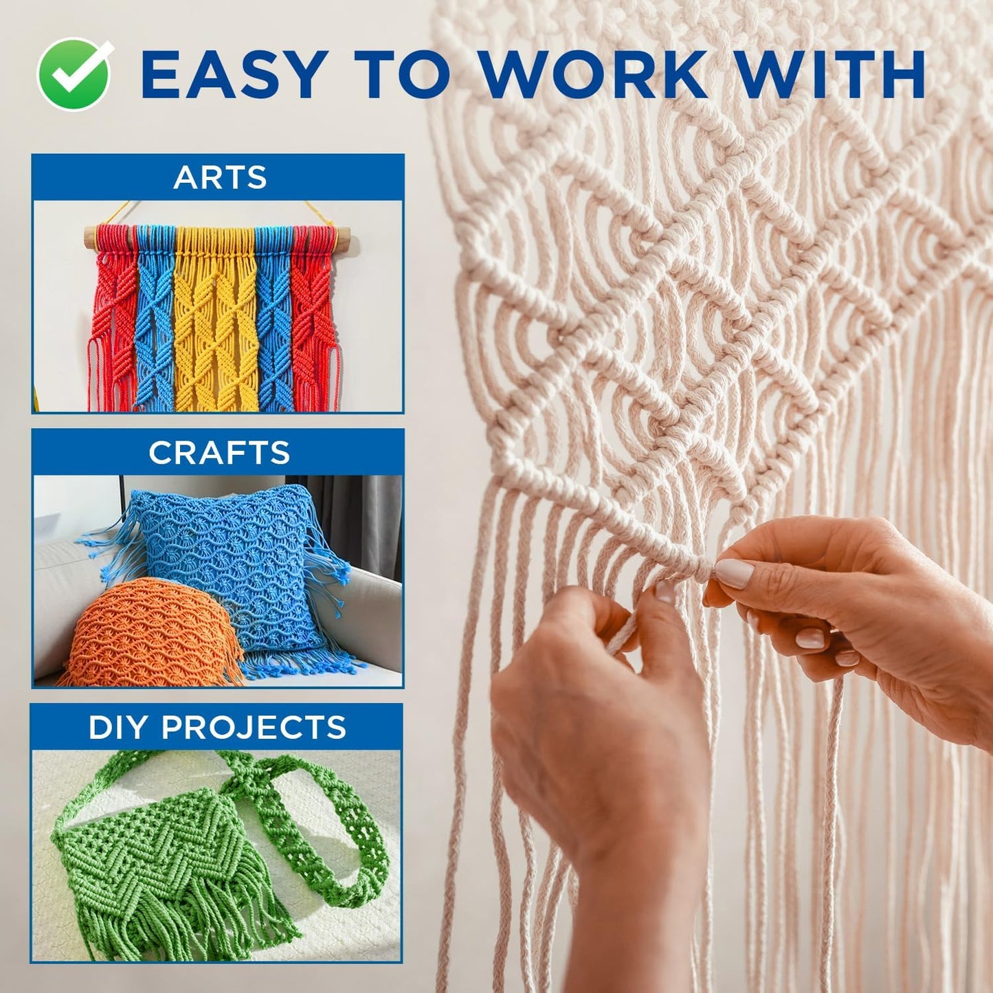 TECEUM Cotton Rope 3/16” (5 mm) – 100 FT – Strong All-Purpose Braided Rope – Natural Cotton – for Crafting, Сamping, Clothes Line, DIY, Indoor & Outdoor Use – Orange