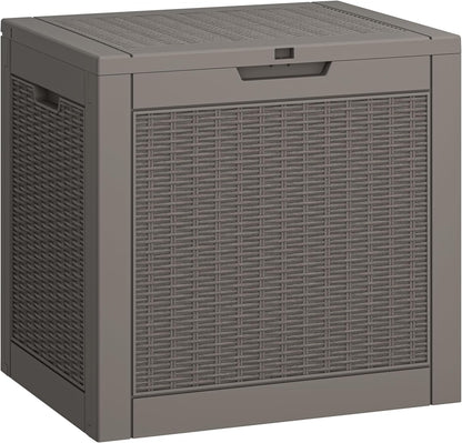 31 Gallon Deck Box, Resin Outdoor Storage Box, Waterproof and UV Resistant Deck Box, Lightweight Storage Box for Garden Tools, Pool Supplies