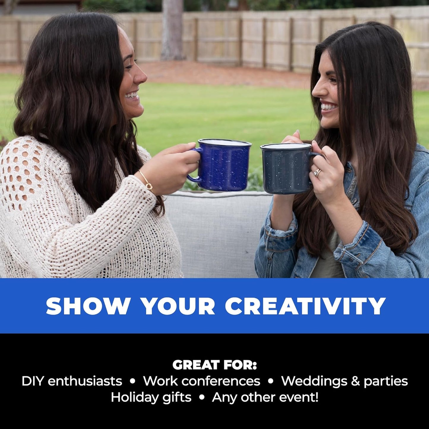 Set of 8 Ceramic Campfire Mugs – 15 Oz, Pink – Coffee & Tea Cups for Home, Work, Travel, Camping – Customizable, Great for DIY, Events, Companies