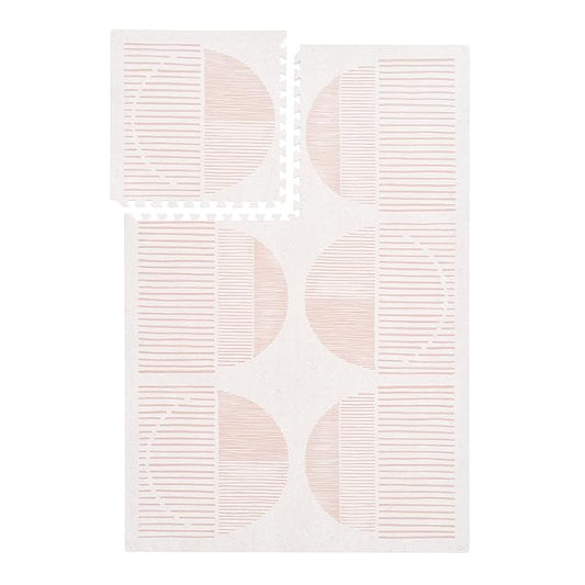 Super 1 Inch Thick Premium Quality Exercise & Baby Foam Play Mats - Expandable & Large Non-Toxic Odorless Floor Mat - 6 Tiles Spacious 6x4ft, Peel-Resistant - Cream Pink