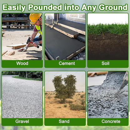 VVOKGO Rebar Stakes 16 Inches J Hook Heavy Duty Chain Link Fence Stakes, 8 Pcs Metal Long Tent Spikes Ground Anchors for Wire Fencing, Dogs Digging, Camping Tents, Swings, Greenhouse, Black