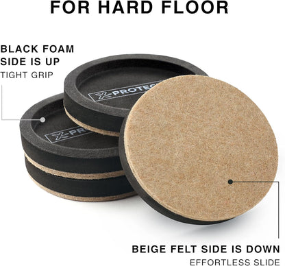 Felt Furniture Sliders for Hardwood Floors X-PROTECTOR 8 PCS 4 3/4” - Furniture Slider with Unique Design - Heavy-Duty Furniture Movers for Hard Surfaces - Felt Sliders - Move Your Furniture Easily!