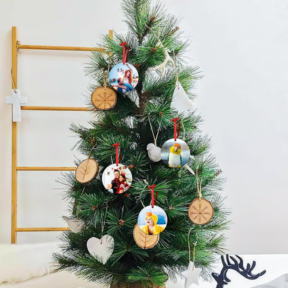 Personalized Christmas Ornaments 2025 Wood Custom Picture Text Hanging Ornament Customized Christmas Tree Decorations Keepsake Gift for Family Couples Xmas Tree Home Decor