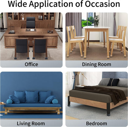 Ezprotekt 24 Pcs Large Chair Leg Sliders for Carpet, Square Black Teflon Furniture Glides Pads Caps for Rug, Bar Stool Leg Protectors Covers for Table, Chair, Sofa Legs (XL Fit: 1.5" - 2")