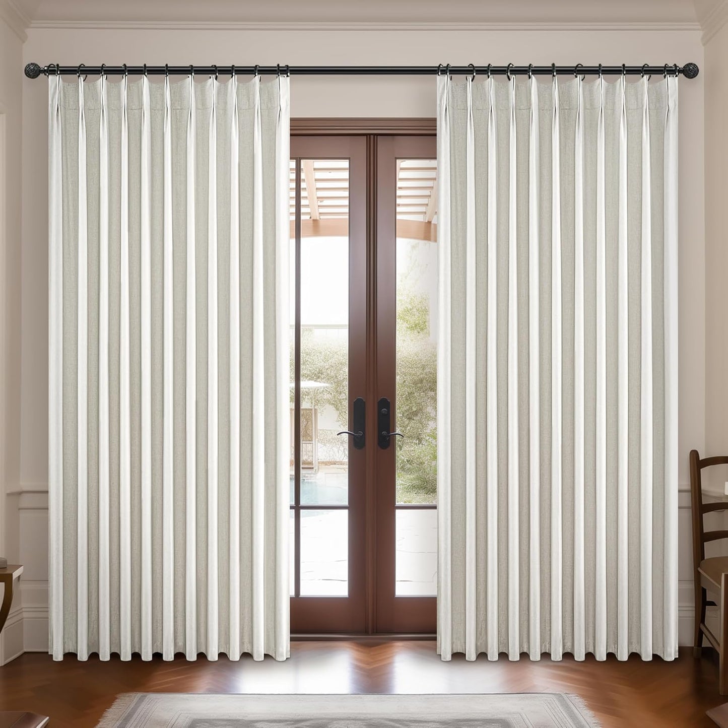 Extra Wide Curtains 70 Inches Wide for Living Room 84 Inch Length 2 Panels, Heavy Duty Pinch Pleated Linen Blackout Sliding Door Window Curtains Thermal Privacy Drapes(70" W x 84" L x 2)