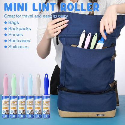 Hushee 24 Pack Bulk Mini Lint Roller for Travel 720 Sheets 6'' Small Lint Removers Portable Lint Roller Travel Size Removers Sticky Removing Tool for Pet Hair Clothes Furniture Car Seat
