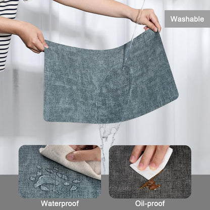 Myir JUN Dual Sided Faux Leather Placemats Set of 4 - Indoor/Outdoor Square Non-Slip Washable Table Mats (Gray Light Blue, Set of 4)