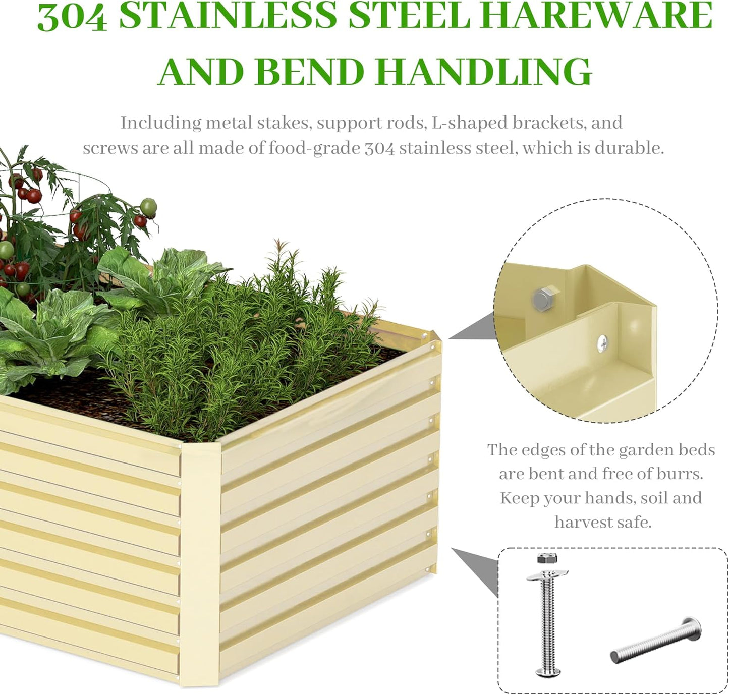 8x4x2 ft Outdoor Raised Garden Bed, Large Metal Planter Raised Beds, Planters for Outdoor Plants for Vegetables, Flowers, Herbs, Fruits, and Succulents.(2 Pcs,Yellow)