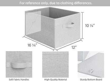 StorageWorks Storage Baskets for Shelves, Foldable Fabric Closet Storage Bins with Handles, Fabric Storage Bins Clothes Organizer, Light Grey, 3-Pack, Extra Large