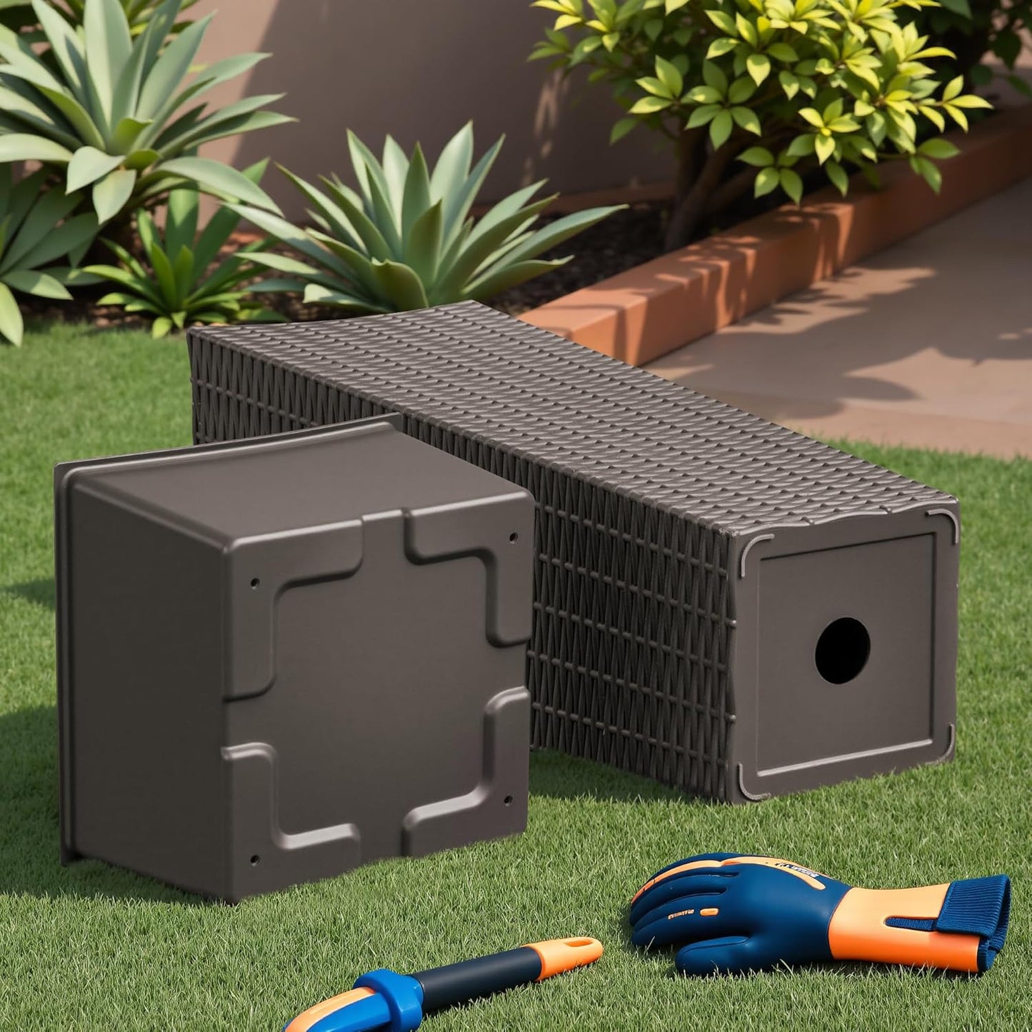 Devoko Resin Tall Planters for Outdoor Plants Set of 2, Large Taper Outdoor Planter Pots with 4 Drainage Holes, Flower Pots Modern Decor for Porch, Patio, Backyard, Home Garden (Brown, 24")