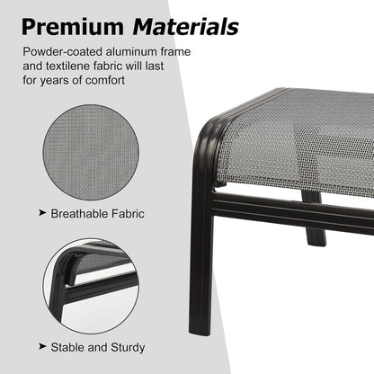 Patio Ottomans Outdoor Foot Rest Aluminum Patio Footstool Samll Seat Wicker Furniture Patio Ottoman 2 Pieces Grey