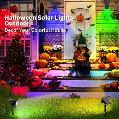 Solar Spot Lights Outdoor Color Changing, [7 Mode/6 Pack] Christmas Landscape Spotlights, Solar Lights Outdoor Waterproof, Solar Led Powered Flood Light for Outside Pathway Yard Garden Walkway