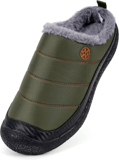 Womens Mens House Slippers Slip on Snow Winter Warm Fully Fur Lined Slippers Indoor Outdoor Shoes