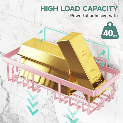 Veken Rustproof & Waterproof Shower Caddy 6-Pack, No Drilling Adhesive Shelves Rack with Soap Holder, Large Capacity Bathroom Organizers and Storage, Wall-Mounted Kitchen & Home Decor