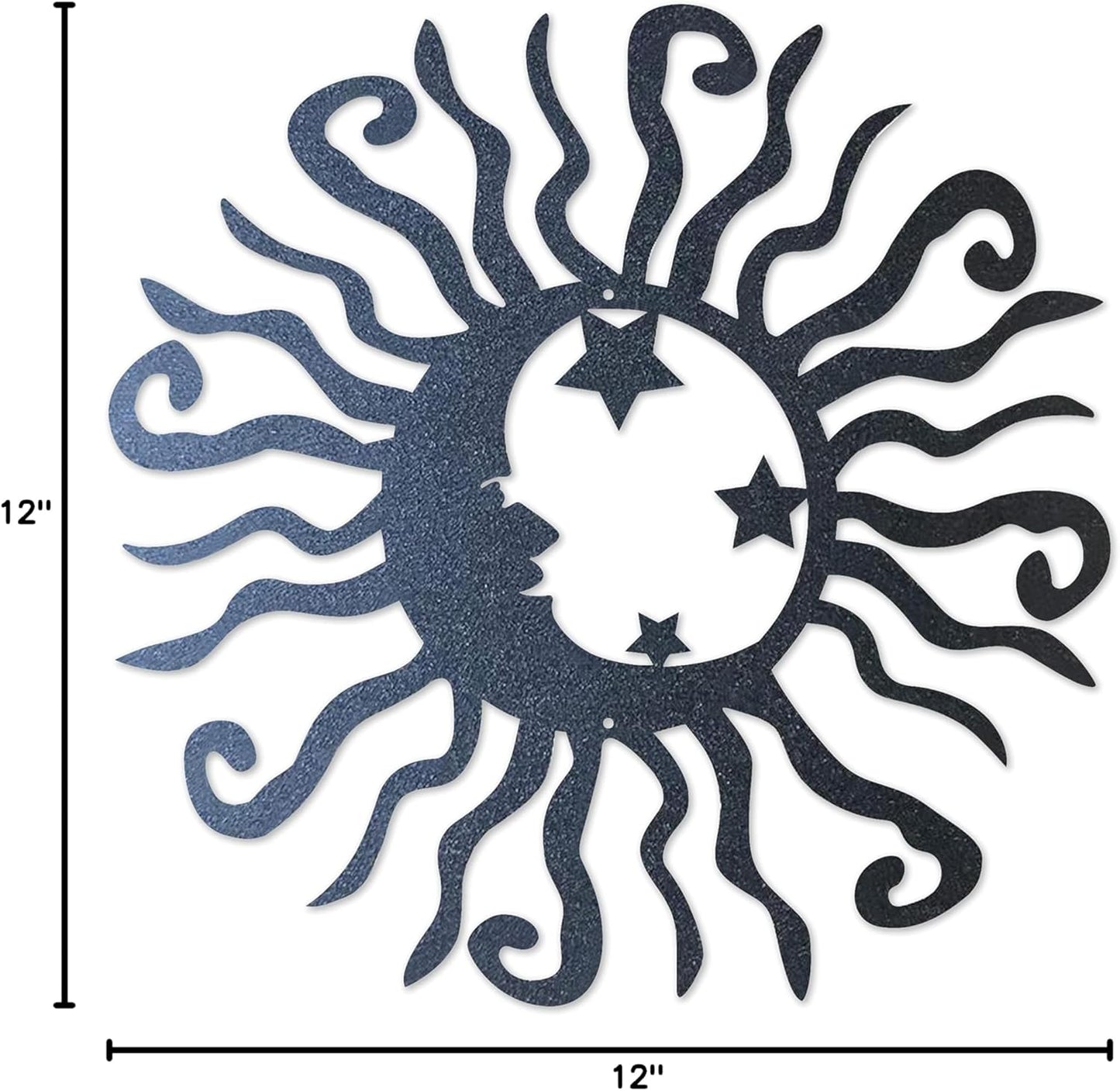 Riverside Designs Wacky Solar Moon Metal Wall Art Steel Outdoor Decor | Heavy-Duty and Waterproof | Made in USA (Black, 18L x 18W)