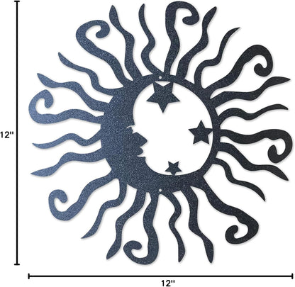 Riverside Designs Wacky Solar Moon Metal Wall Art Steel Outdoor Decor | Heavy-Duty and Waterproof | Made in USA (Black, 18L x 18W)