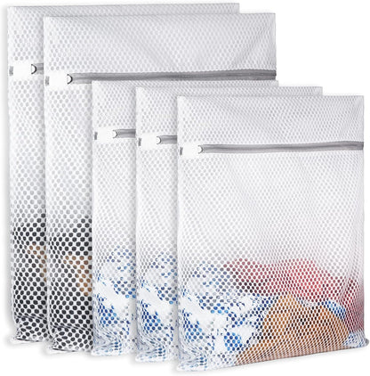 Extra Large Honeycomb Mesh Laundry Bag125gsm Net Fabric Durable and Reusable Delicate Wash Bag,Travel Organization Bag for Lingerie,Clothes,Jeans,Bath Towel,Sock (2Large, 3Medium)