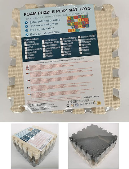 MQIAOHAM® 25 Pieces Puzzle Play Mats, Soft Baby Play Mat, Kids Interlocking Foam Floor Tiles, Toddlers Carpet Playmats G301025-101106110