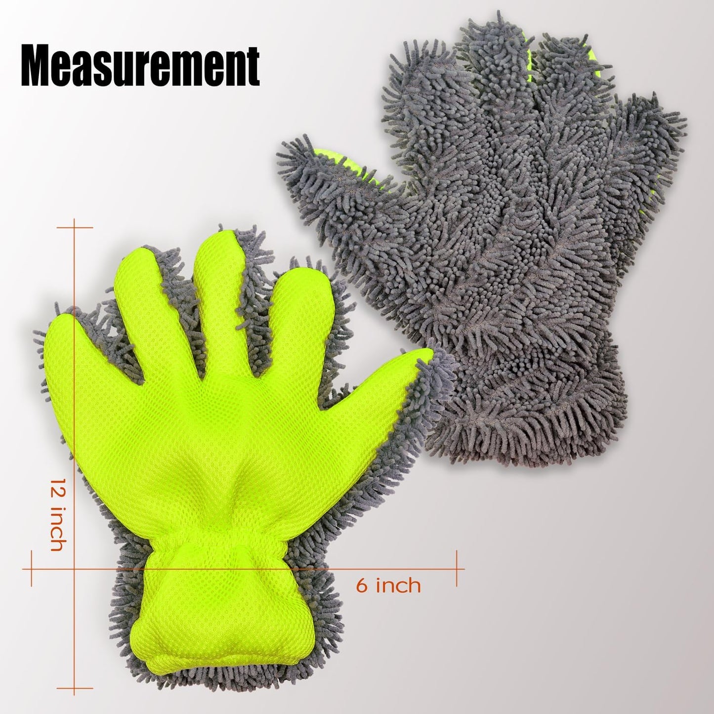 2-Pack Car Wash Mitt,Microfiber Scratch Free Auto Detailing Supplies for Cleaning, Washing Dusting,Thickened 5-Finger Design for Tight Spaces,Breathable Quick-Dry Green