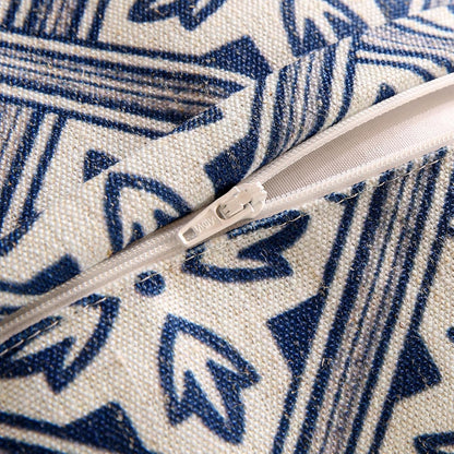 patdrea Designer Floral Linen Throw Pillow Covers,Blue French Cottage Flower Pattern Decorative Pillowcases Cushion for Bed Living Room Outdoor Car,Pack of 4