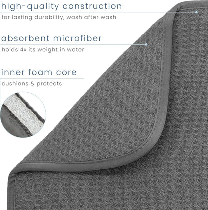 S&T INC. Dish Drying Mat, 16” x 18”, Absorbent Microfiber Kitchen Counter Mat, Dish Drying Pad for Dishes, Utensils, Pots and Pans, Large, Charcoal