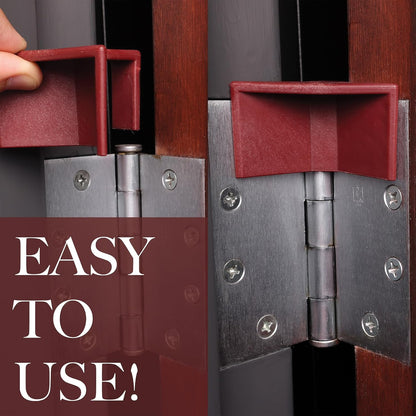 Modern Door Stop – Plastic Door Stopper for Hinged- Easy Install Mounted Hinge Stop Restrictor - Opening Stopper Wedge for Home - Ideal for Hotels, Hospitals & Schools - Red