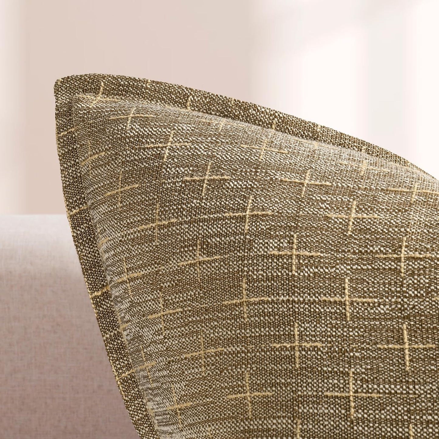 ZWJD Pillow Covers 24x24 Set of 2 Soft Polyester Textured Pillow Covers with Stylish Flange Edge Cozy Farmhouse Throw Pillows for Couch Bed Sofa Living Room